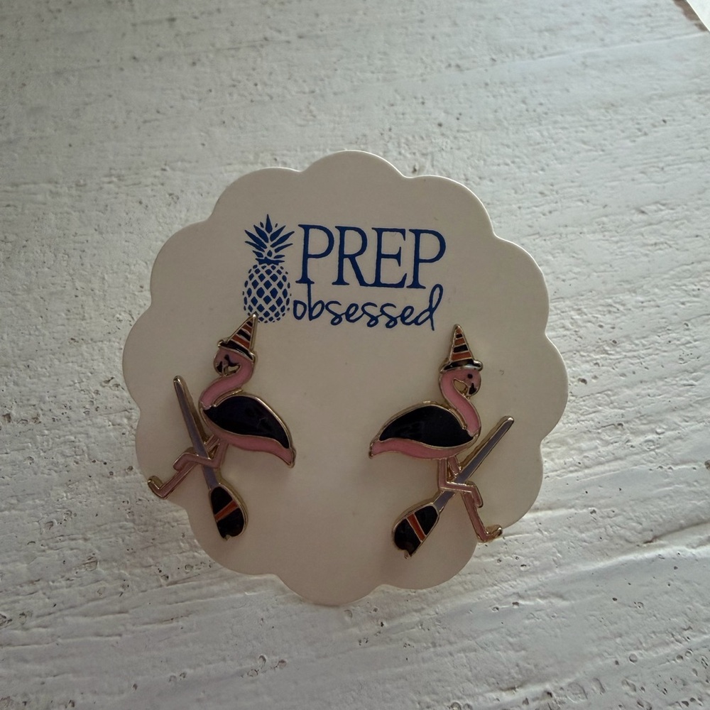 Prep obsessed flamingo witch earrings Halloween fall preppy cute Lilly Pulitzer